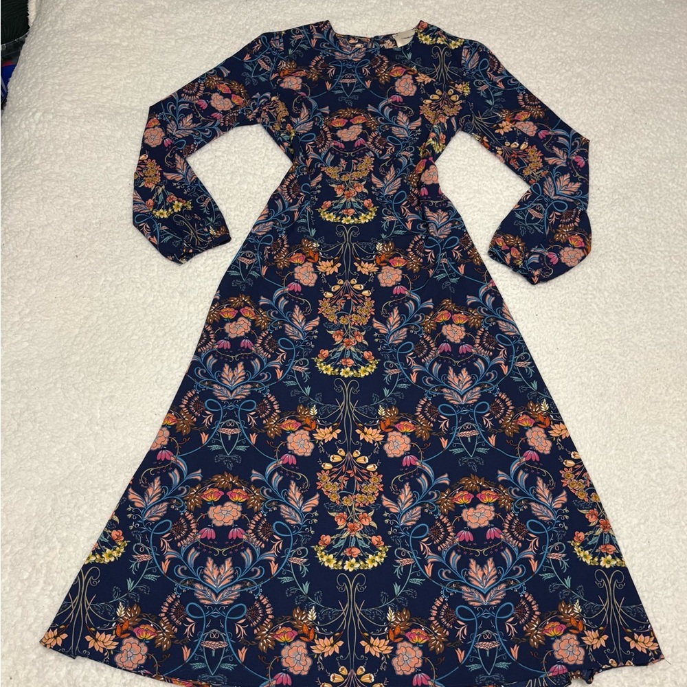 Lulus I. Madeline Women Blue Garden Splendor Floral Midi Dress